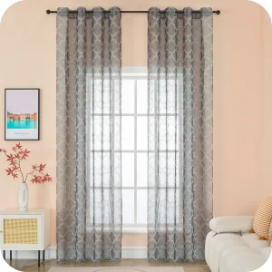 TENDA SEMI FILTRANTE SIMIL LINO FANTASIA ROMBICA 1 PANNELLO 140X280CM GRIGIO