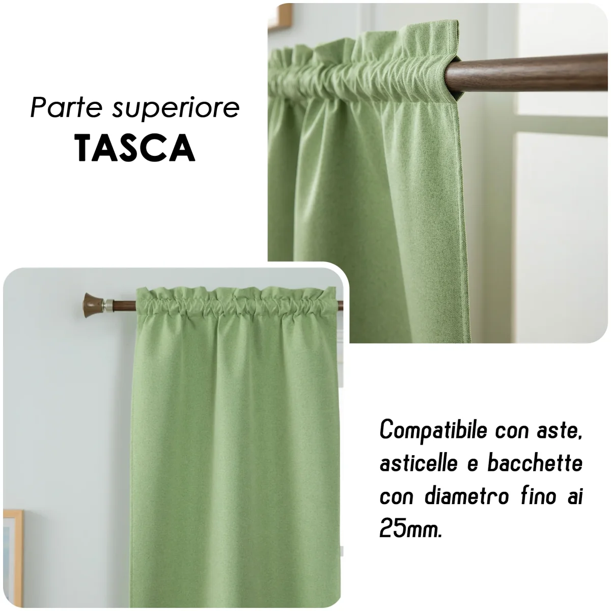 TENDA BARBADOS TOTALMENTE OSCURANTE 2X70X240CM VERDE - immagine 3