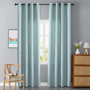TENDA JACQUARD SEMI OSCURANTE FANTASIA LUNA E STELLE 1 PANNELLO 140X275CM CELESTE